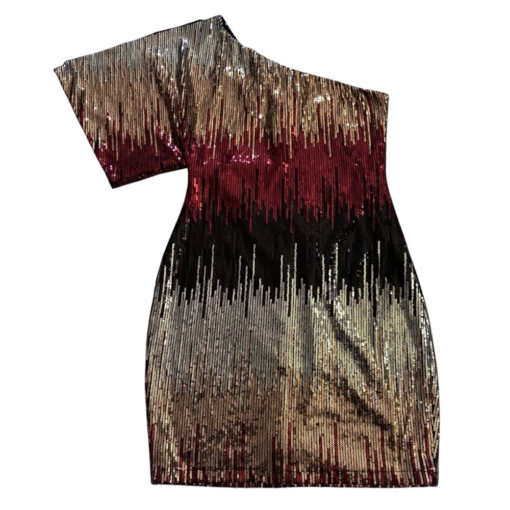 Bisou Bisou Silver Asymmetrical Sequin Cocktail Dress Size 6 - Picture 10 of 10